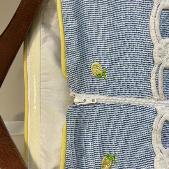 Lilly Pulitzer Strapless Blue Dress Yellow Floral Embroidery White Crochet Trim - Picture 6 of 9